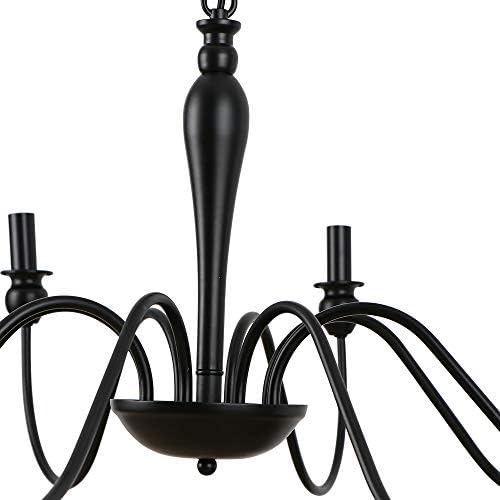 LynPon Farmhouse Chandelier 8 Light Industrial Black