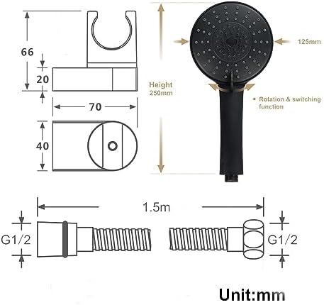 Matte Black Handheld Shower with 3 Functions 1