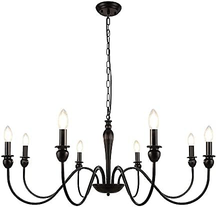 LynPon Farmhouse Chandelier 8 Light Industrial Black