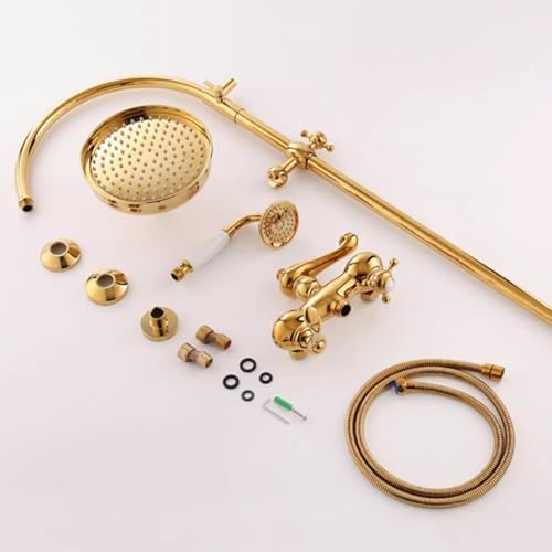 Adjustable Height Wall Light Shower Set with Hand Shower and Rain Head