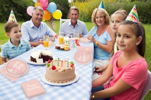 72PCS Light Pink Scalloped Birthday Plates and Napkins Set