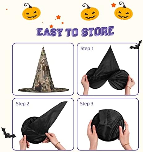 Hunting Deer Bear Elk Print Halloween Witch Hat for Parties and Costumes