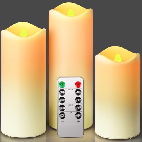 Realistic Battery Operated Flameless Candles with Timer Set of 3