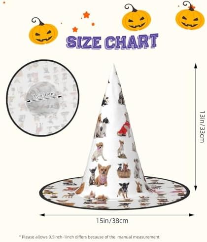 Cute Chihuahua Pug Halloween Witch Hat for Parties