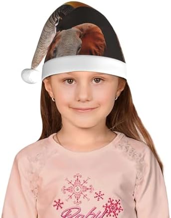 Salelf Elephant Santa Hat for Kids Christmas Plush Headwear