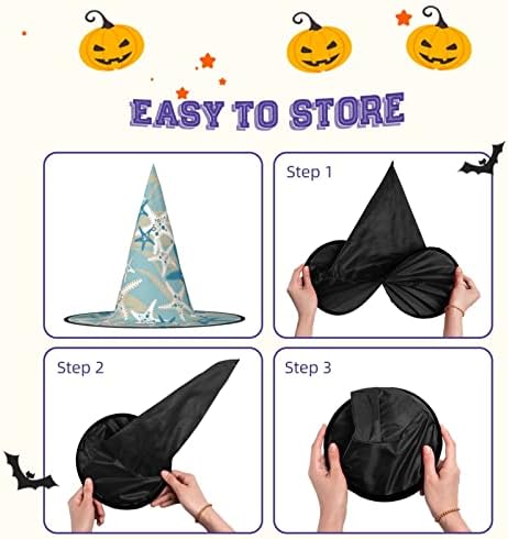 Beautiful Starfish Print Witch Costume Hat for Halloween Parties