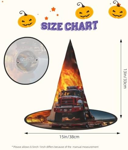 Firefighter Flame Print Halloween Witch Hat