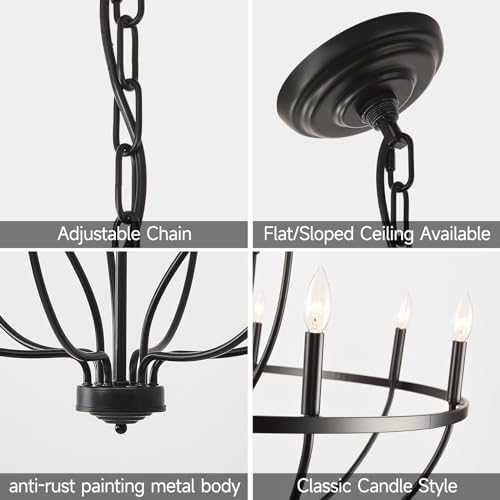 Modern Black 9 Light Farmhouse Chandelier for Entryway