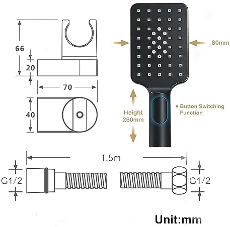 Matte Black Handheld Shower with 3 Functions