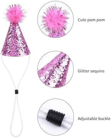 LEFUBABY 10 PCS Mini Glitter Party Hats for Pets