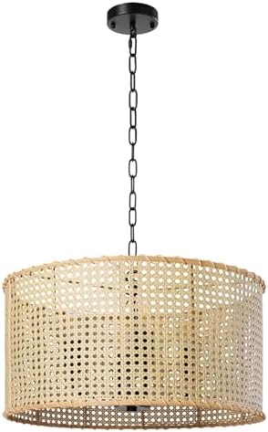 LamQee 172 Inch Farmhouse Rattan Chandeliers with 4 Lights
