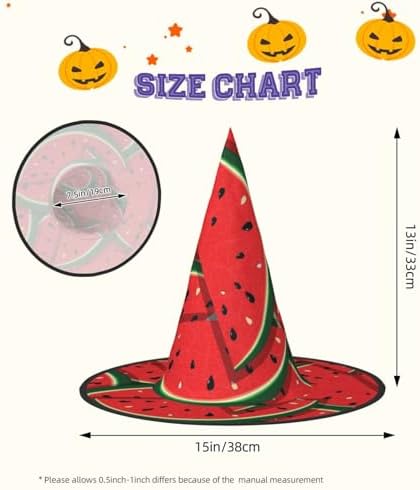 Red Watermelon Print Witch Hat for Halloween Parties