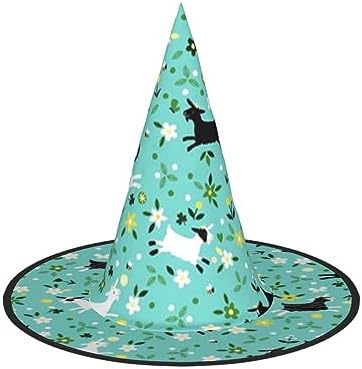 Jbyjbx Goat Frolic Print Witch Hat for Halloween Parties