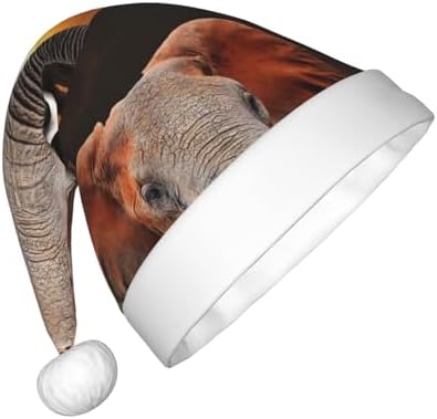 Salelf Elephant Santa Hat for Kids Christmas Plush Headwear