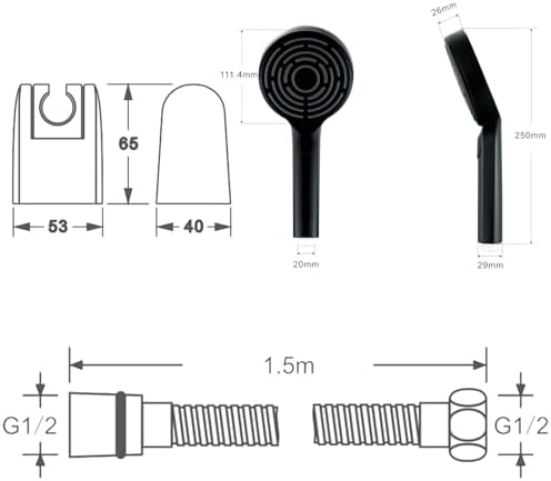 Handheld Shower Set with 3 Functions and 59 Inch Hose