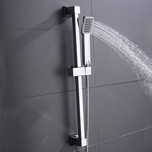 FJYDM Square Adjustable Lifting Shower Slide Bar with Chrome Finish and Silicone Nozzles