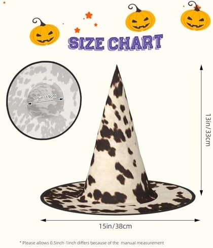 Brown Cowhide Print Witch Hat for Halloween and Parties