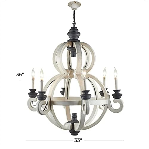 Deco 79 White Wood Rustic Candle Chandelier