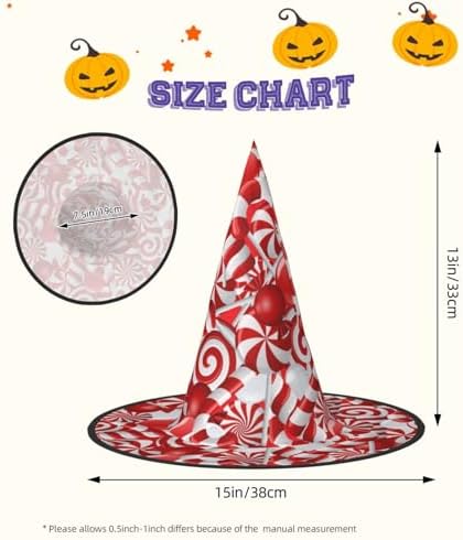 Candy Canes Print Witch Party Hat for Halloween and Carnival