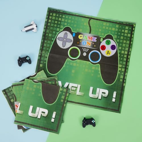 WERNNSAI Video Game Party Decorations 64 PCS Plates Napkins Cups