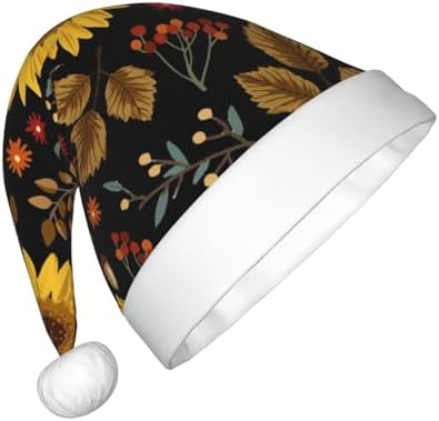Salelf Sunflowers Leaves Santa Hat for Kids