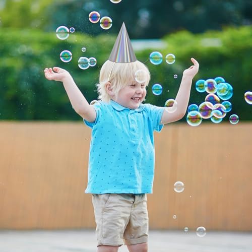 HEYTIMI 40 or 80 Pcs Metallic Cone Party Hats with Elastic String