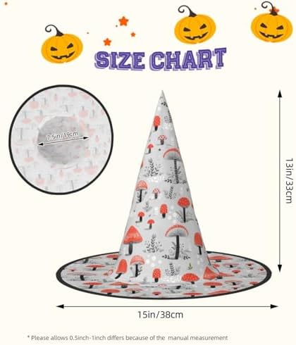 Cartoon Mushrooms Print Halloween Witch Hat