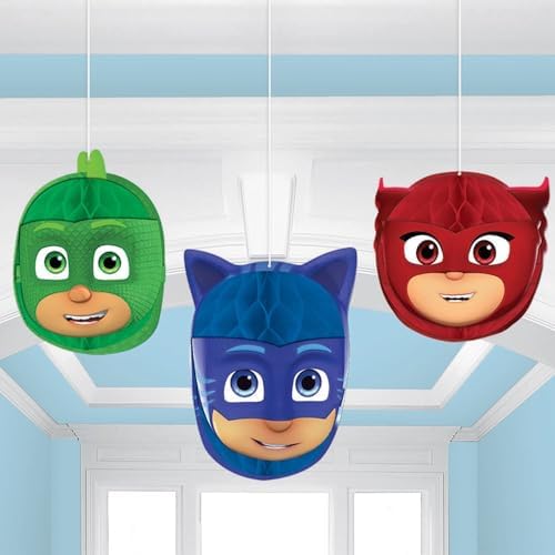 Vibrant PJ Masks Honeycomb Decorations Pack of 3