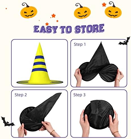 Yellow And Blue Stripes Witch Party Hat For Halloween