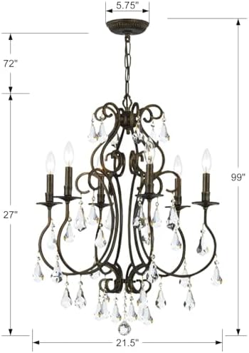 Ashton 6 Light Crystal Bronze Chandelier