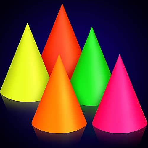 Zonon 15 Pcs Neon UV Blacklight Reactive Party Hats