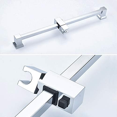 FJYDM Square Adjustable Lifting Shower Slide Bar with Chrome Finish and Silicone Nozzles