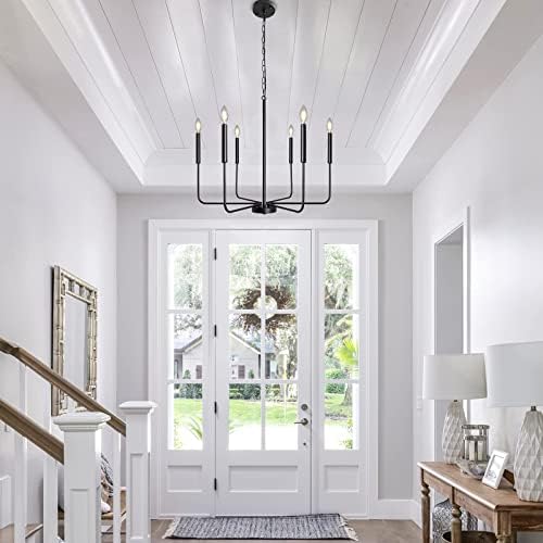 ALISADABOY Black Chandelier 6 Light Farmhouse Pendant Lighting