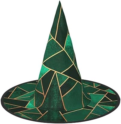 Black And Gold Geometric Print Halloween Witch Hat For Party And Cosplay