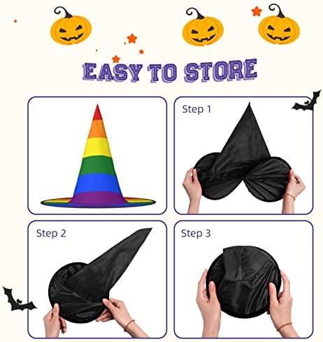 Rainbow Print Witch Hat for Halloween Parties