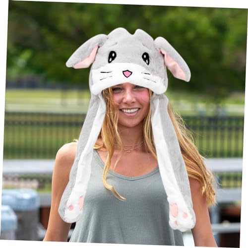 Plush Hamster Hat with Movable Ears for Adults Party Costume Accessory