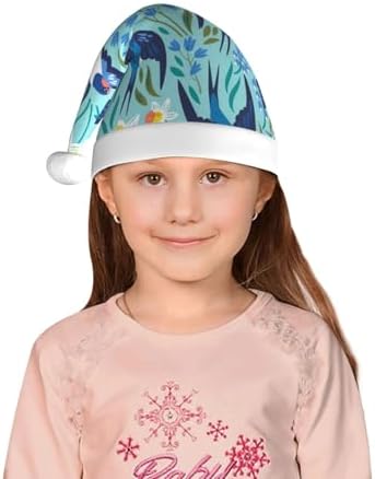 Flying Swallows Santa Hat for Kids Boys Girls Plush Christmas Hat
