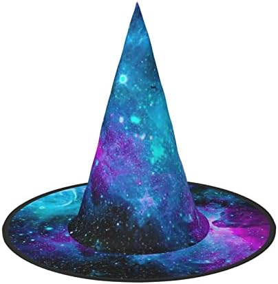 Purple Star Sky Print Witch Hat for Parties and Halloween