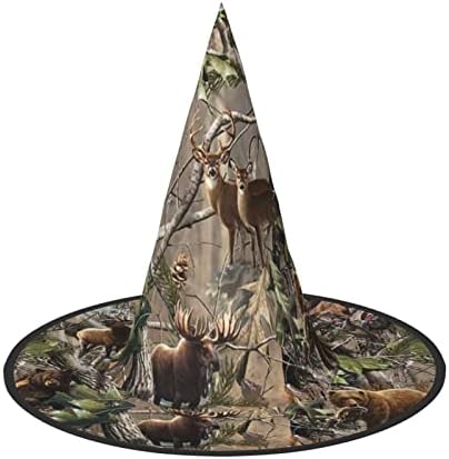 Hunting Deer Bear Elk Print Halloween Witch Hat for Parties and Costumes