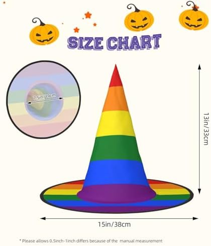 Rainbow Print Halloween Witch Hat for Parties and Cosplay