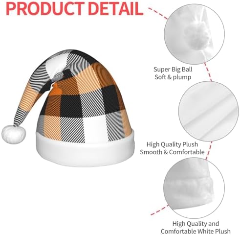 Salelf Orange Plaid Santa Hat for Kids