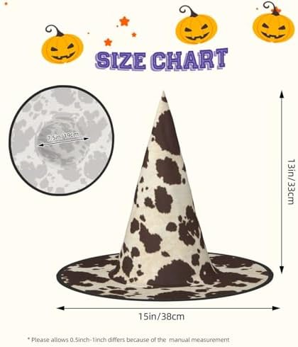 Brown Cow Spots Print Witch Hat for Halloween Parties