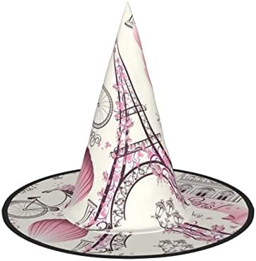 Paris Tower Flower Print Halloween Witch Hat for Parties and Cosplay
