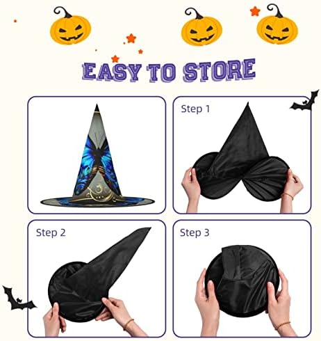 Blue Butterfly Print Witch Hat for Halloween Parties