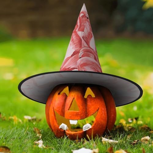 Flamingo Print Halloween Witch Hat for Parties and Costumes