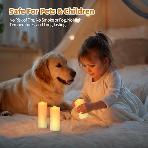 Realistic Battery Operated Flameless Candles with Timer Set of 3