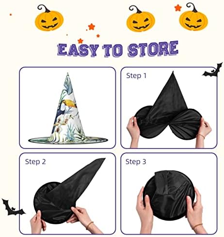 Tropical Leaves Bird Print Witch Hat for Halloween and Parties