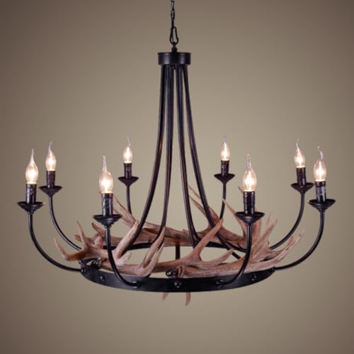Rustic Deer Antler Chandelier with 8 Lights