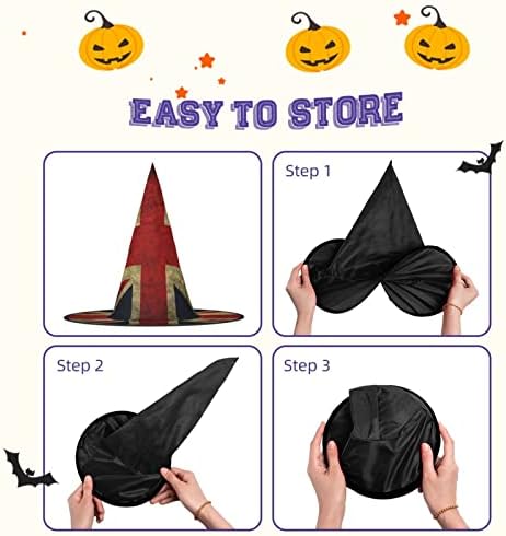 British Flag Print Witch Hat for Halloween and Carnival Parties
