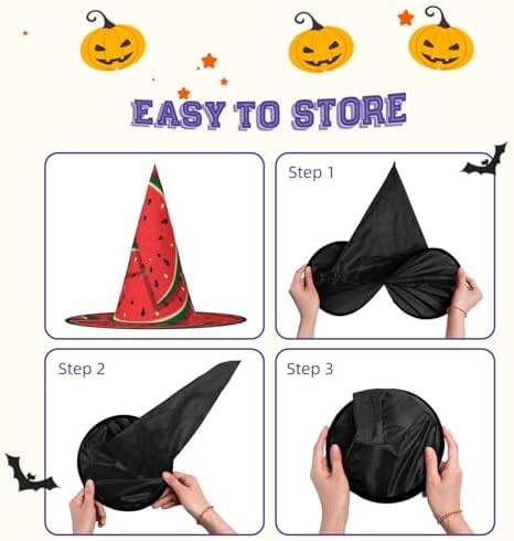 Red Watermelon Print Witch Hat for Halloween Parties
